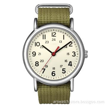 2014 New Men's Olive Slip-through Canvas Strap Watch, OEM and ODM Orders are Welcome